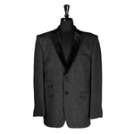 Men's Blazer Gray Herringbone Wool Velvet Jacket Sport Coat (42R)
