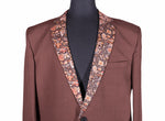 Men's Brown Blazer with Contrast Floral Lapel (42R)