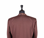Men's Brown Blazer with Contrast Floral Lapel (42R)