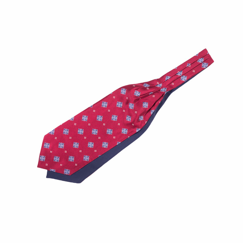 Ascot Cravat Tie Silk Red Blue Geometric Theater Costume Dress Formal Wedding Necktie Scarf