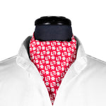 Ascot Cravat Tie Silk Red White Geometric Theater Costume Dress Formal Scarf Wedding Necktie