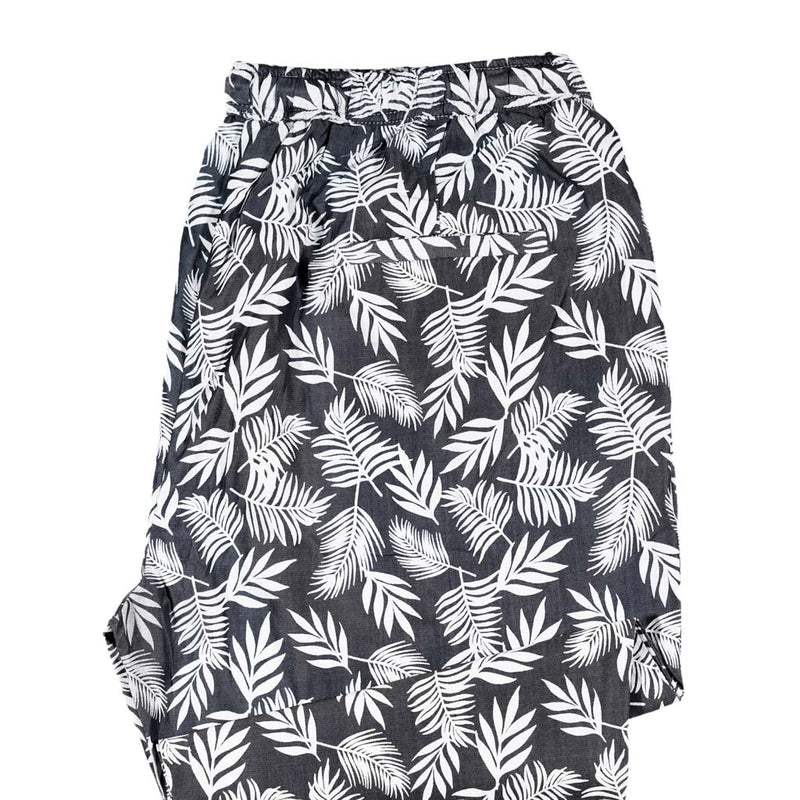 Men's Pants Joggers Gray White Floral Beach Drawstring Trousers Large