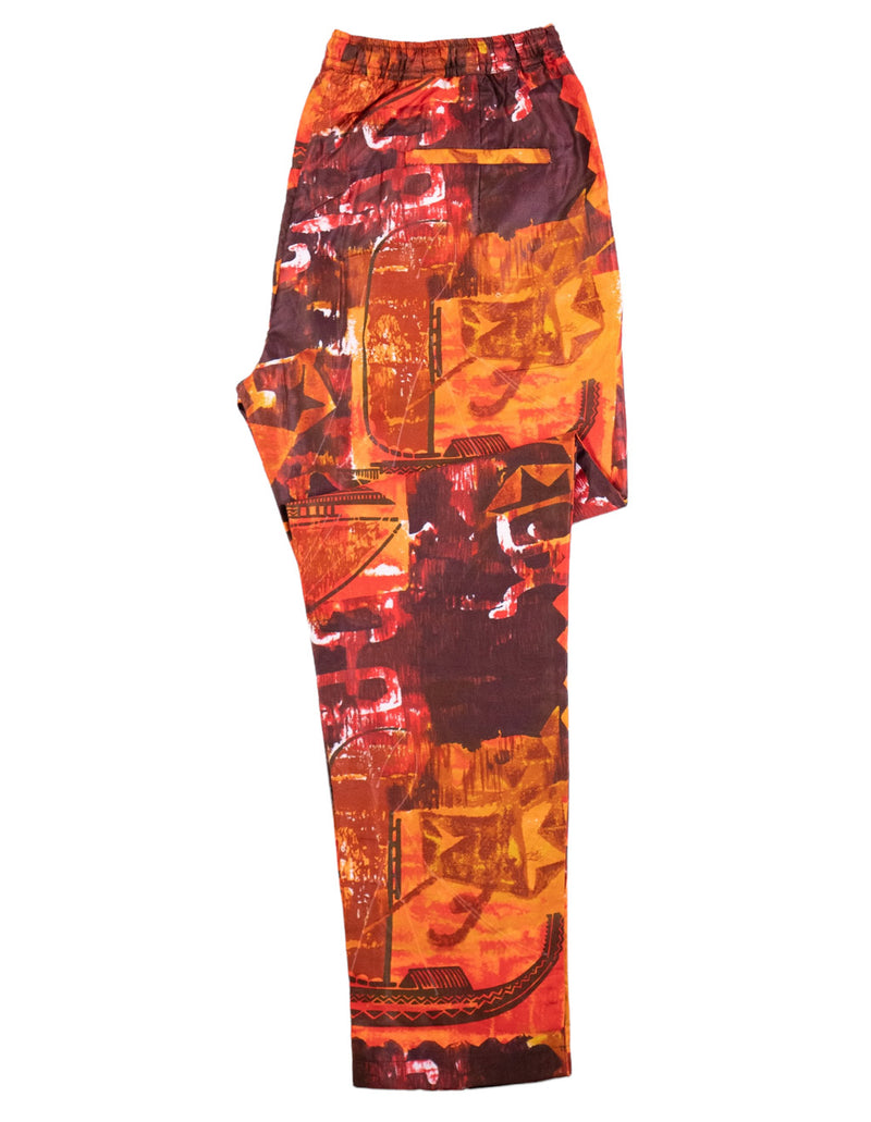 Men's Pants Joggers Orange Abstract Casual Drawstring Trousers Large