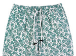 Men's Pants Joggers Green White Floral Casual Drawstring Trousers Medium