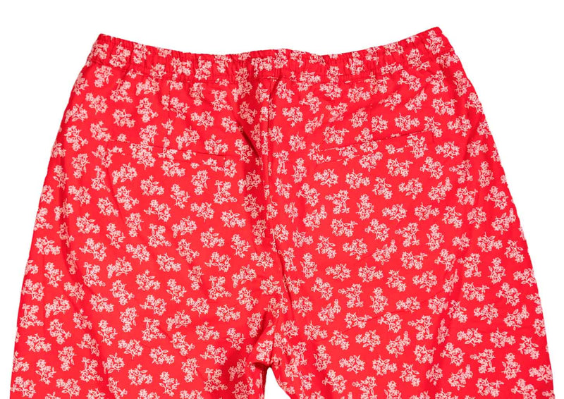 Men's Pants Joggers Red White Floral Beach Drawstring Trousers Medium