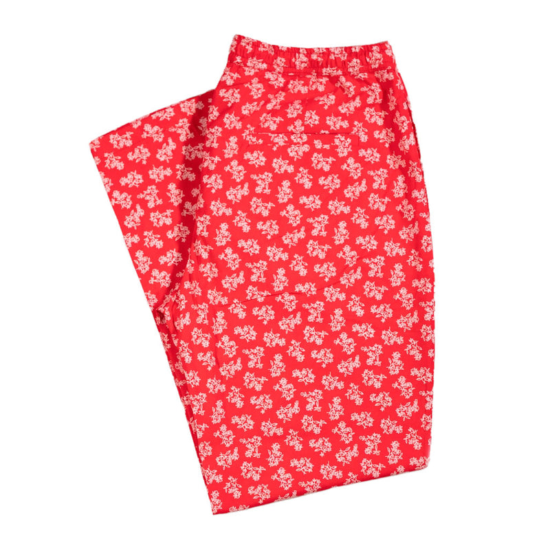 Men's Pants Joggers Red White Floral Beach Drawstring Trousers Medium