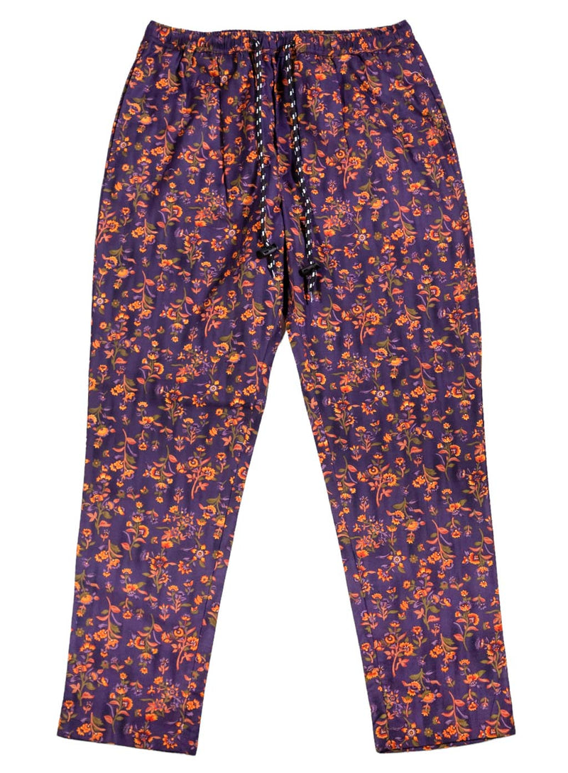 Men's Pants Joggers Purple Orange Floral Beach Drawstring Trousers Medium