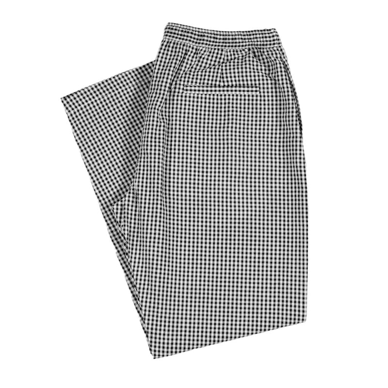 Men's Pants Joggers Black White Check Plaid Drawstring Trousers Medium