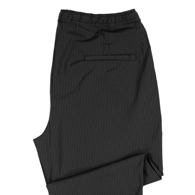 Men's Pants Joggers Black Gray Striped Drawstring Trousers Medium