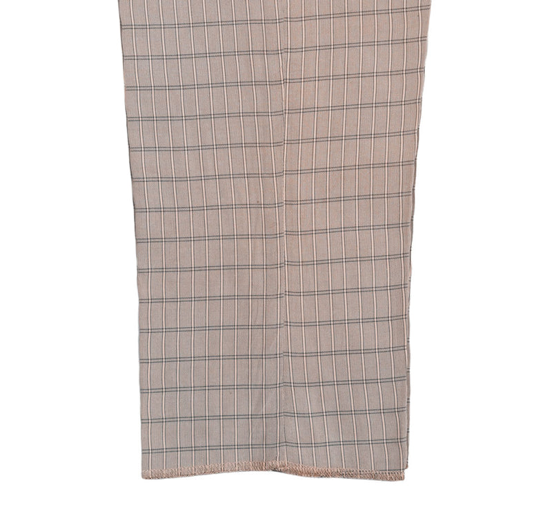 Men's Gurkha Pants Beige Check Plaid Slim High Waist Dress Trousers 36