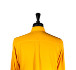 Men's Shirt Button Up Long Sleeve Orange Silk Chiffon Dress Casual Large