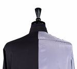Men's Shirt Button Up Long Sleeve Black Gray Silk Dress Casual Medium