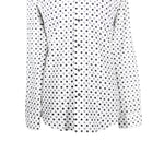 Men's Shirt Button Up Long Sleeve White Polka Dot Chiffon Dress Casual Large