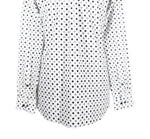 Men's Shirt Button Up Long Sleeve White Polka Dot Chiffon Dress Casual Large