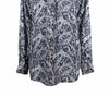 Men's Shirt Button Up Long Sleeve Black Gray Floral Chiffon Hawaiian Beach XL