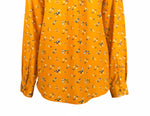 Men's Shirt Button Up Long Sleeve Orange Floral Viscose Hawaiian Beach XL