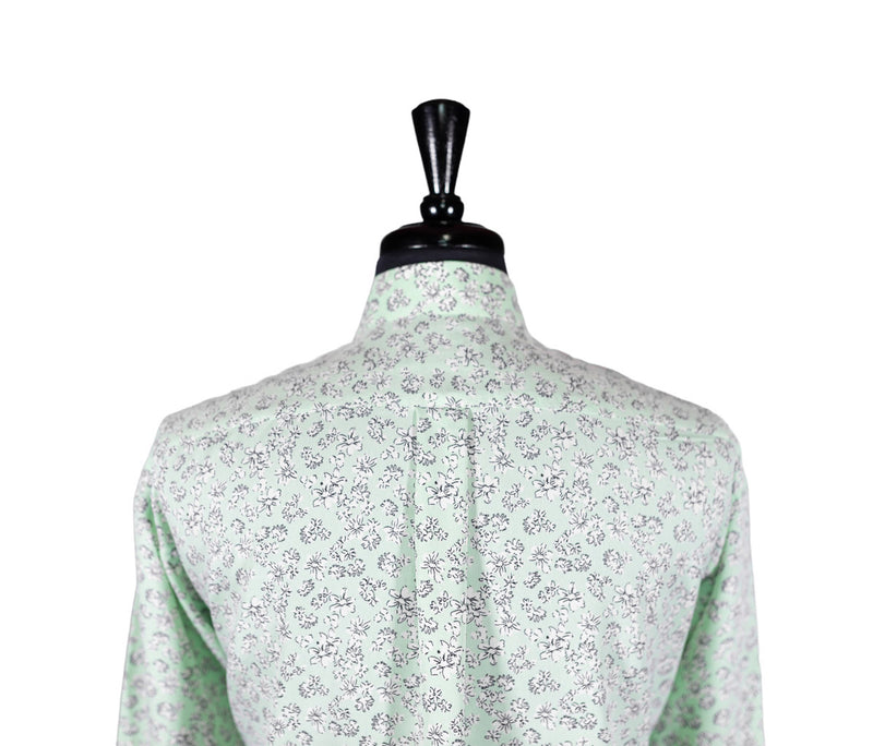 Men's Shirt Button Up Long Sleeve Green Floral Viscose Hawaiian Beach XL