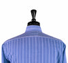 Men's Shirt Button Up Long Sleeve Elbow Patches Blue Striped Casual Beach Medium