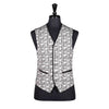 Men's Vest Black White Elephant Print Cotton Dress Formal Wedding Waistcoat