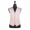 Men's Vest Beige Plaid Check Cotton Dress Casual Formal Wedding Waistcoat Large