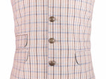 Men's Vest Beige Plaid Check Cotton Dress Casual Formal Wedding Waistcoat Large