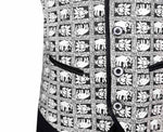 Men's Vest Black White Elephant Print Cotton Dress Formal Wedding Waistcoat