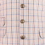 Men's Vest Beige Plaid Check Cotton Dress Casual Formal Wedding Waistcoat Large