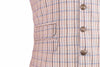 Men's Vest Beige Plaid Check Cotton Dress Casual Formal Wedding Waistcoat Large