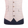 Men's Vest Beige Plaid Check Cotton Dress Casual Formal Wedding Waistcoat Large