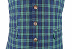 Men's Vest Green Blue Scottish Tartan Plaid Casual Formal Wedding Waistcoat Large