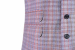 Men's Vest Multicolored Check Wool Waistcoat Large