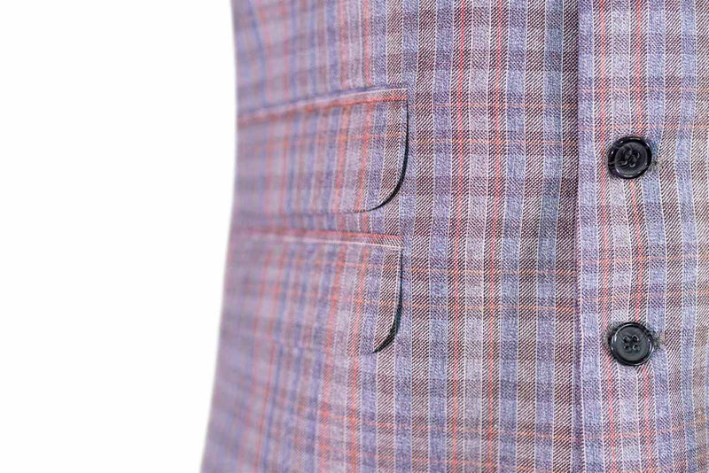 Men's Vest Multicolored Check Wool Waistcoat Large
