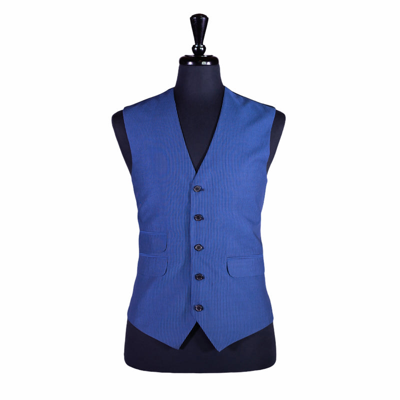 Men's Vest Blue Striped Dress Casual Formal Wedding Suit Waistcoat Large