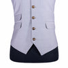Men's Vest Gray Blue Glen Plaid Wool Dress Formal Wedding Suit Waistcoat Large