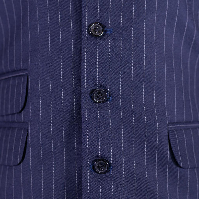 Men's Vest Navy Blue Pink Pinstripe Wool Dress Formal Wedding Suit Waistcoat Large
