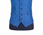 Men's Blue Striped Wool Dress Vest Large