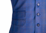 Men's Vest Blue Orange Plaid Check Dress Formal Wedding Suit Waistcoat Large