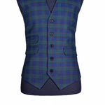 Men's Vest Black Watch Tartan Plaid Wool Dress Formal Wedding Suit Waistcoat Large