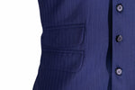 Men's Vest Navy Blue Pinstripe Wool Dress Formal Suit Wedding Waistcoat Large