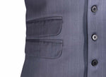 Men's Vest Gray Blue Pinstripe Wool Dress Formal Wedding Suit Waistcoat Large